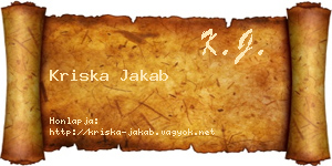 Kriska Jakab névjegykártya